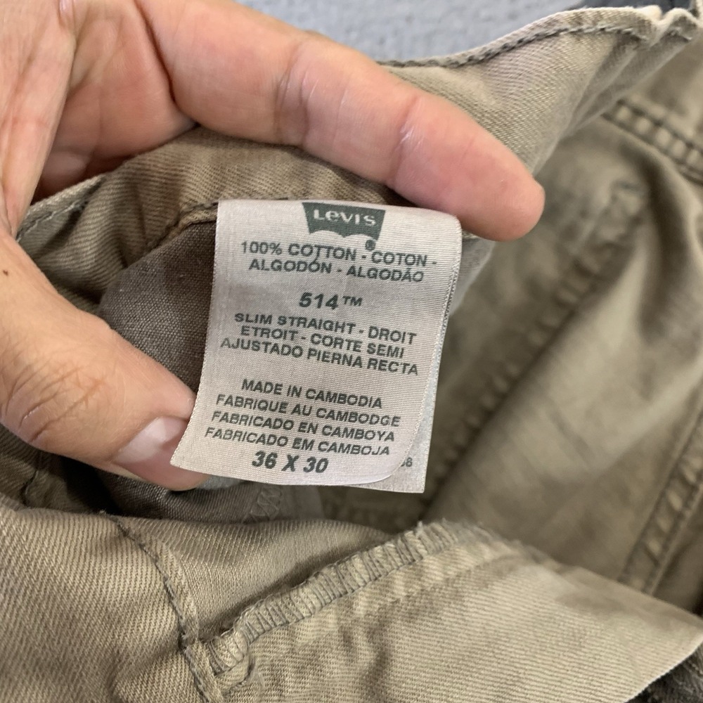 Levis 514 Jeans Mens 36x30 Tan Slim Straight 5-Pocket Cotton Pants Zip Button - Picture 4 of 12